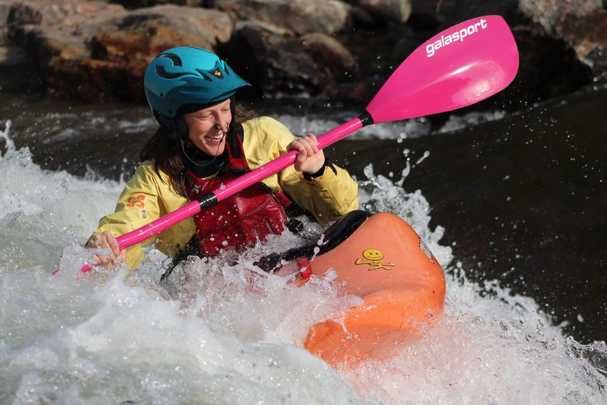 Raleigh Anderson competes in the intermediate division of the June 22 Kayak Rodeo at Clear Creek Whitewater Park.